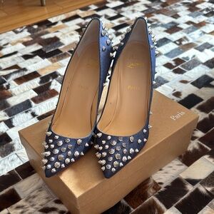 Christian Louboutin Blue Silver Studded Heels